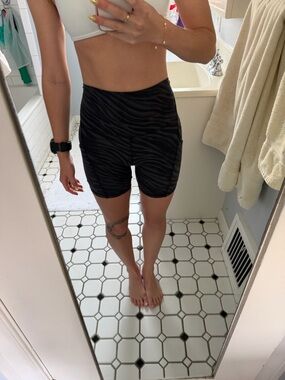 lululemon athletica Black Zebra-Print High-Rise Bike Shorts